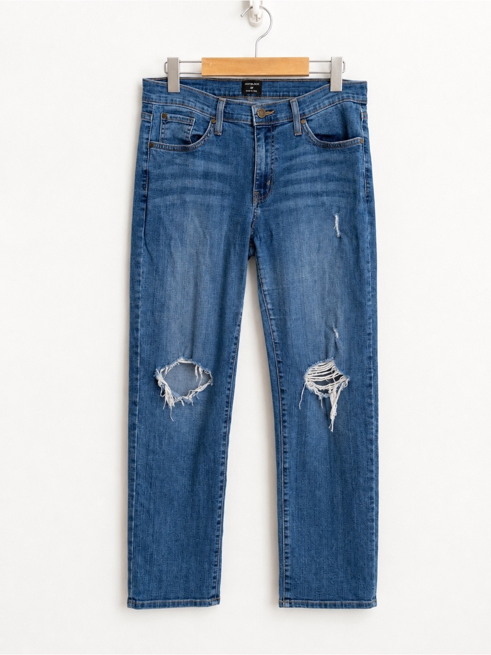 Just Black Denim Distressed Slim Straight Ankle Jeans Made in USA 28